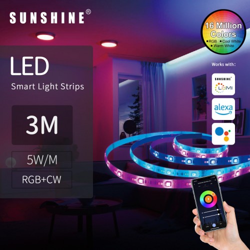 Sunshine Smart wifi RGB led strip light 3m starter kit