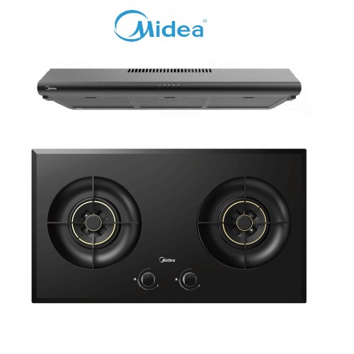 midea 2 burner gas hob with slim hood package