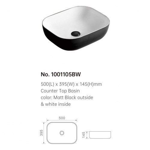 1001105BW COUNTER TOP WASH BASIN