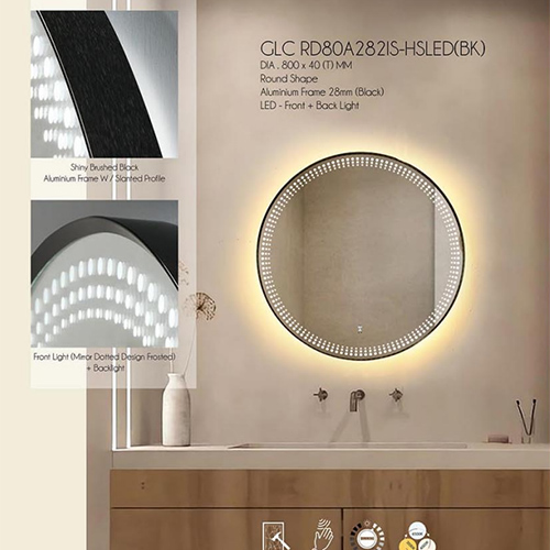 GLOREX GLC RD80A282IS-HSLED(BK) ROUND LED MIRROR