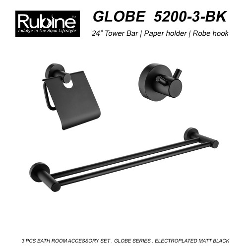 Rubine 3 in 1 bathroom accessories 5200-3-bk