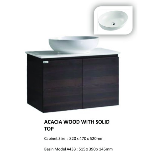 BATHROOM BASIN CABINET WITH PHOENIX STONE SOLID TOP A108