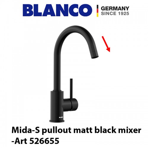 Blanco mida-s pullout sink mixer matt black -526655