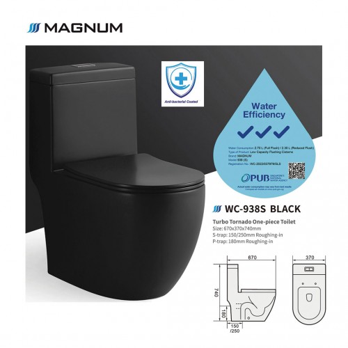 MAGNUM WC-938S TURBO TORNADO BLACK TOILET BOWL
