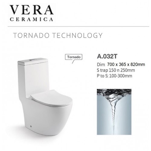 VERA ONE PIECE RIMLESS TORNADO WC - A032T