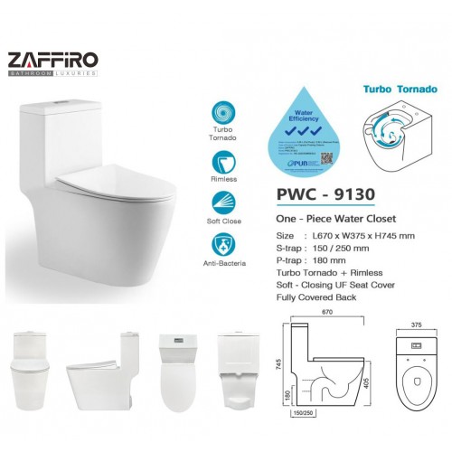 BARON, W888 1-Piece Toilet Bowl